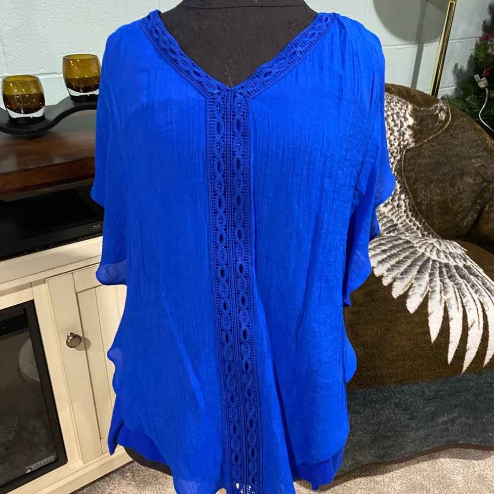 Apt 9 XXL Popover Royal blue blouse